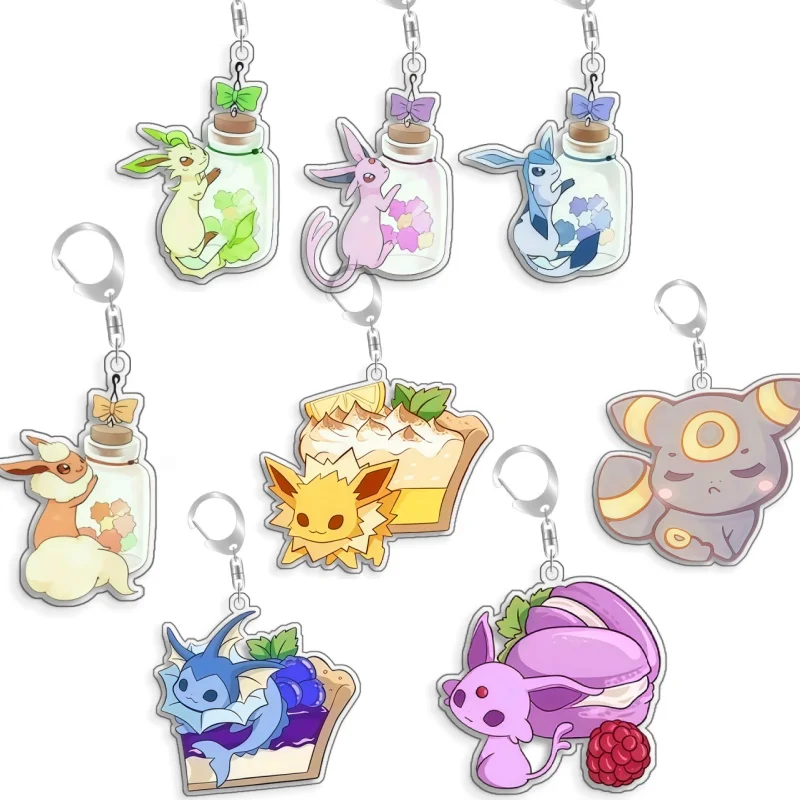 For Pokemon Elf Espeon Vaporeon Qikchu Umbreon Jolteon Leafeon Acrylic Selfmade Cute Cartoon Anime Keychain Pendant Toy Gift 5cm