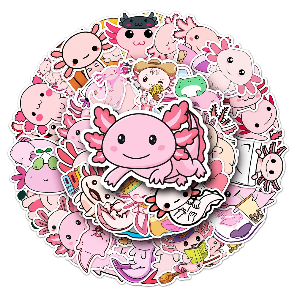 10/30/50pcs Cute Cartoon Animal Axolotl Graffiti Stickers Decals DIY Skateboard Laptop Scrapbook Luggage Sticker Kid Classic Toy