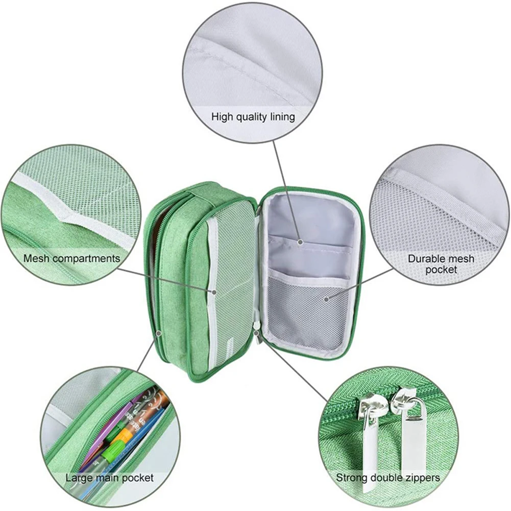 3 طبقات حقيبة القلم للطلاب حامل القرطاسية سطح المكتب علامة منظمة مزدوجة سستة مقلمة هدية حاكم سعة كبيرة