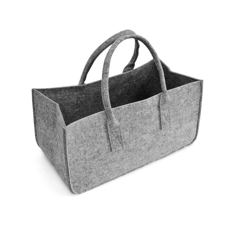 2 Pcs Felt Purse, Felt Storage Bag Large Capacity Casual Shopping Bag - Red & Gray