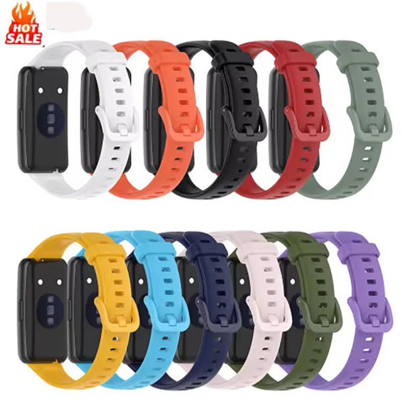 

Solid Color Silicone Strap For Huawei Band 7 SmartWatch Replacement Bracelet Wristband Sports Breathable Waterproof WatchBand