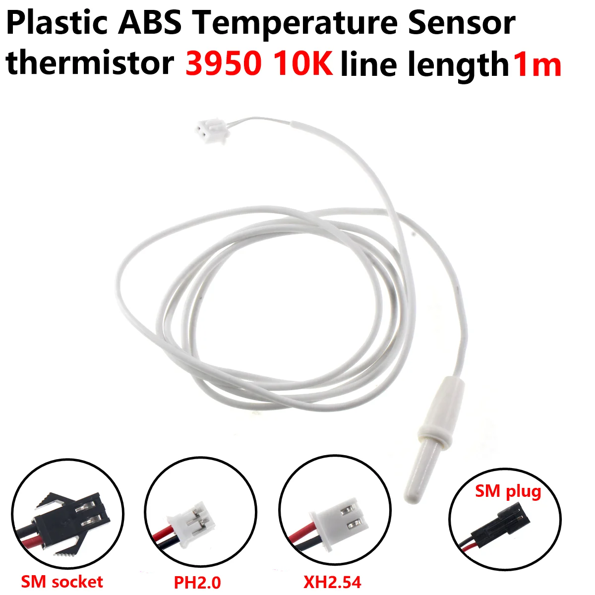 2PCS XH-T105 plastic waterproof temperature probe, plastic ABS temperature sensor 10K B3950 NTC thermistor