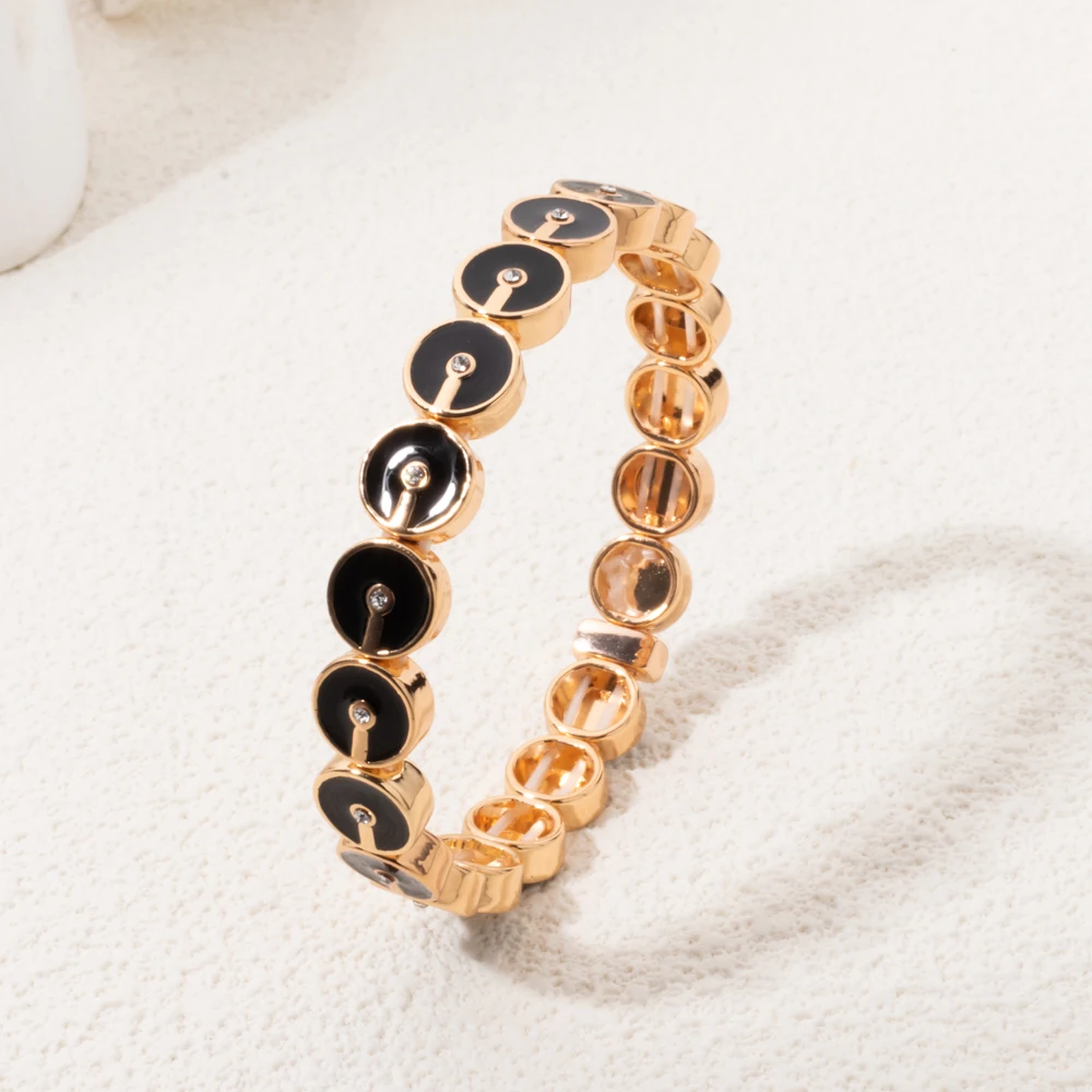 

BEUTIFOR New Design Drip Oil Women Tile Bracelet Golden Beads Inlaid Crystal Girl Bangle Boho Jewelry Accessories 2025