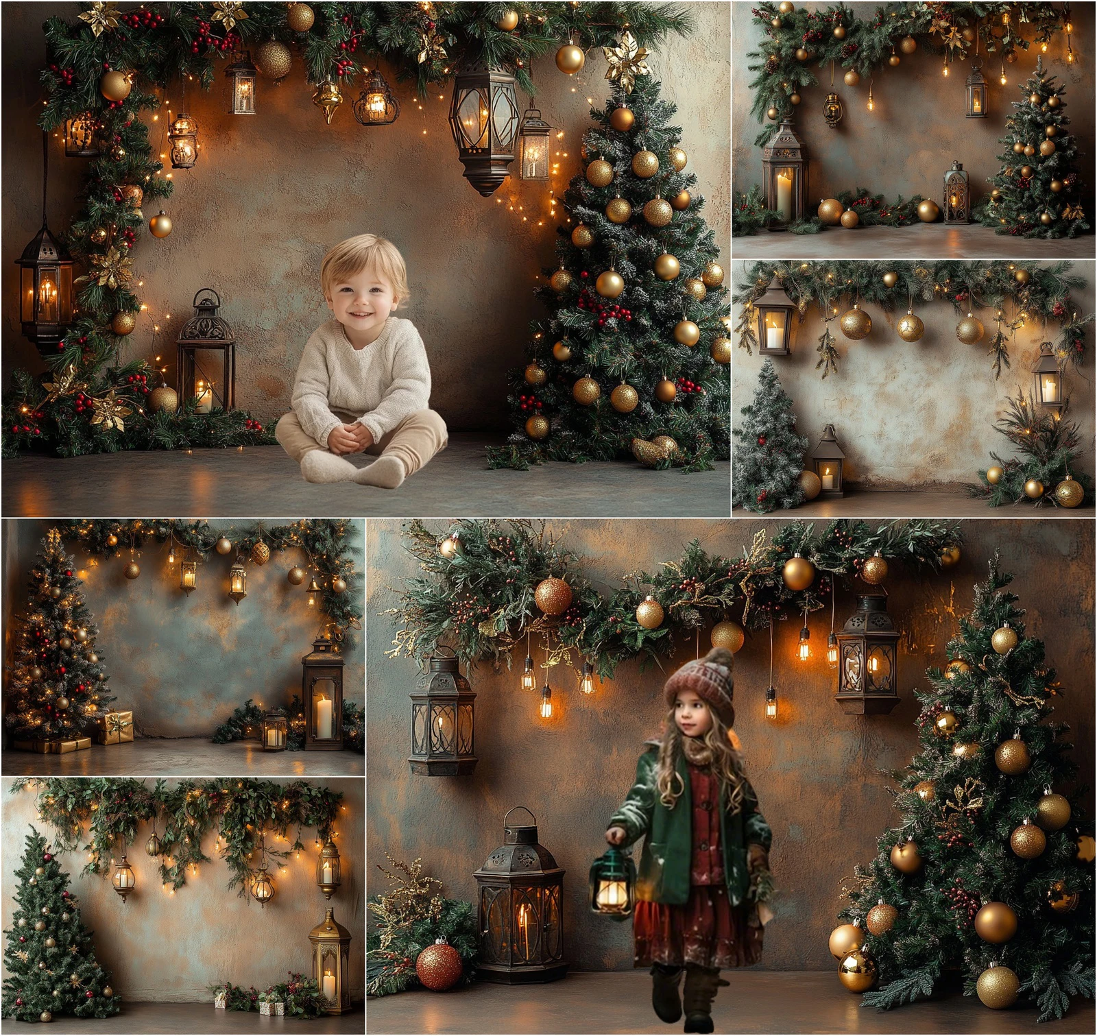 Mehofond عيد الميلاد التصوير خلفية خمر جدار أضواء شجرة عيد الميلاد الاطفال الأسرة فوتوكول عطلة خلفية صور الدعائم