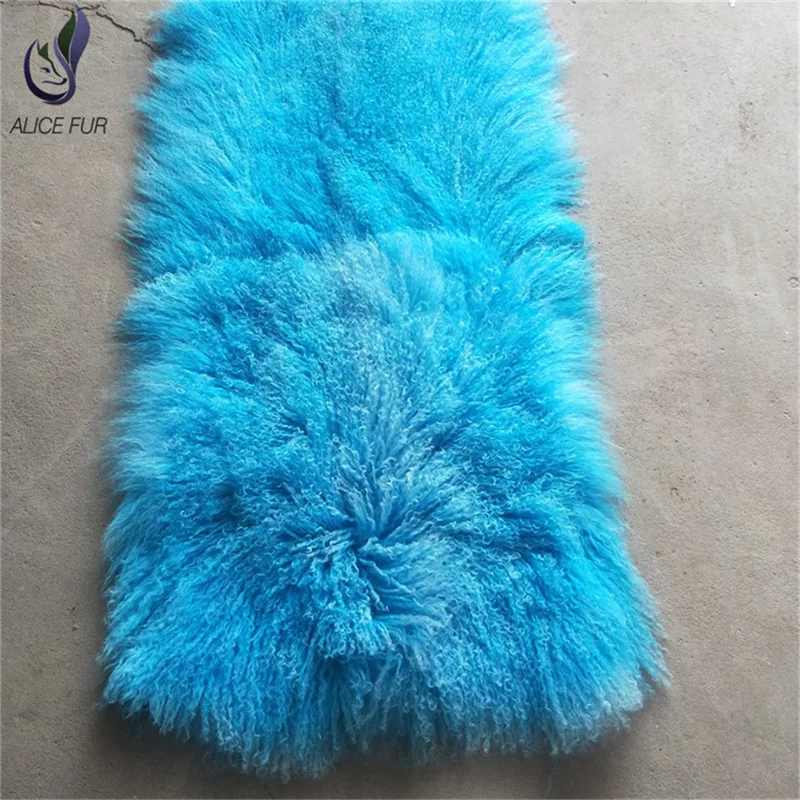 Eco Tanned Long Hair Curly Tibetan Lamb Fur Plate For Garments Blankets Rugs