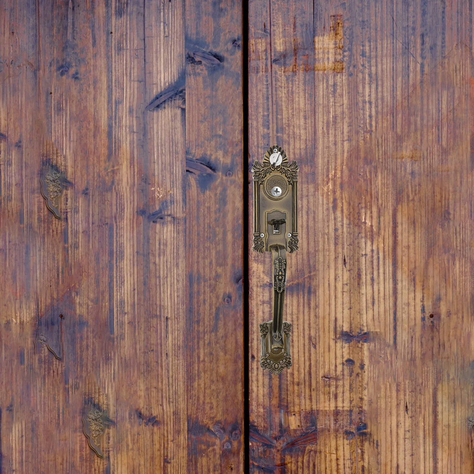 

1 set 1 Set Vintage Lock Metal Front Entry Safety Lock Kit Door Pull Handle Outdoor Door Handle Lock, Cabinet Hardware