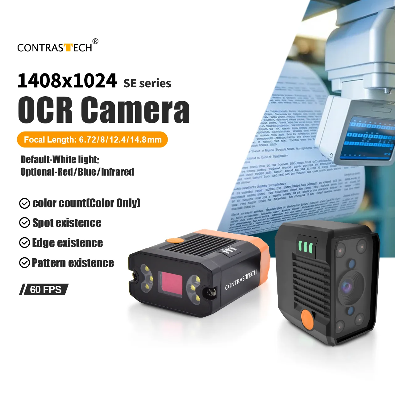 Pattern Recognition Camera Vision Analog 60FPS 3.45μm 1408x1024 AI-powered GigE Smart Camera Global For Automated Inspection