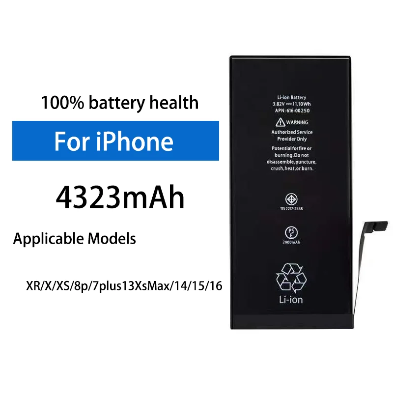 4323mAh High Capacity Phone Battery For iPhone 7 X XR XS Max 8Plus 7P 11 13 14 15 16 Professional Replacement