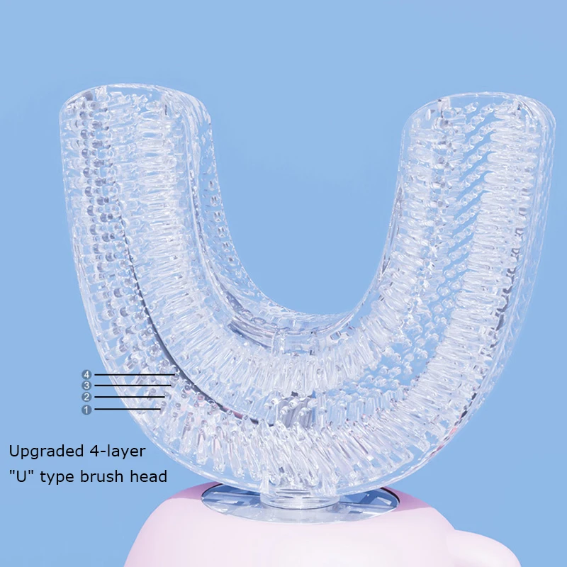 Sikat Gigi Listrik Anak-anak Sonic Tipe U 360 Derajat Otomatis Sikat Gigi Anak Pengisian USB Smart Timer Sikat Gigi Anak