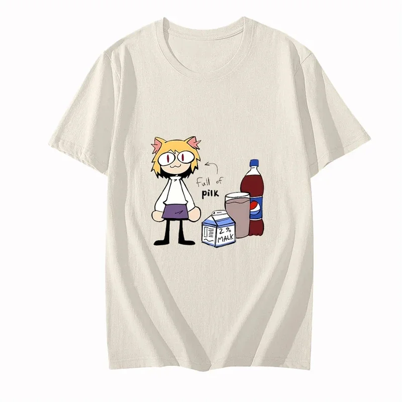 Melty Blood Neco Arc Printing T-shirt for Men and Women Couples Loose Casual Short Sleeve Casual Trendy New Models