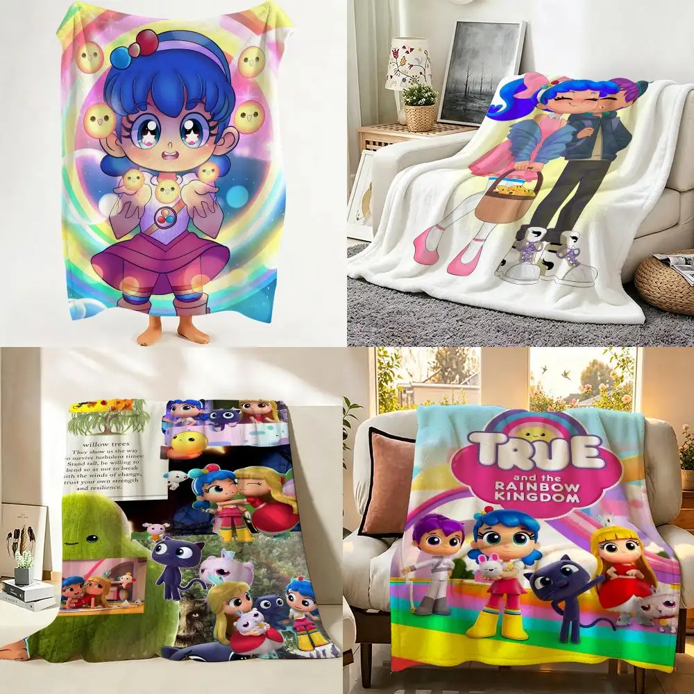 Cartoon T-True a-and t-the R-Rainbow K-Kingdom Throw Flannel Throw Blanket Suitable for Sofa、Living Room、Bedroom