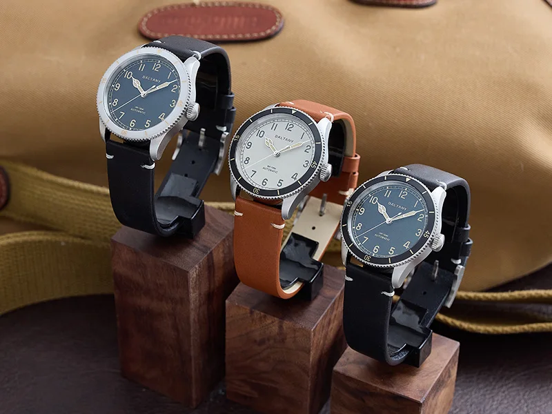 Baltany S2076 Herren-Automatikuhr, Khaki, Pilotenuhr, NH38, 38 mm, Retro-Militär-Luftfahrt-Fluguhr, leuchtende Keramiklünette, Alltagskleidung – Detail 1