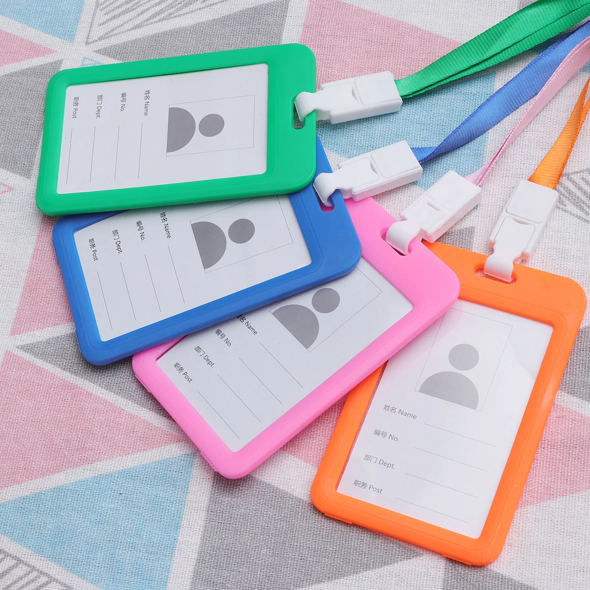 9Pcs Colorful Badge Holder Transparent Id Case PP Material Lanyard Business Office School Conference Accessory