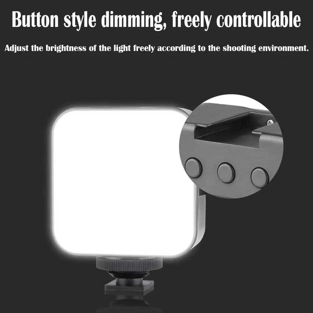 Мини-светодиодный светильник для фотосъемки, 6500 К, заполняющая лампа с регулируемой яркостью, крепление для горячего башмака, зарядка через USB для мобильного телефона/камеры