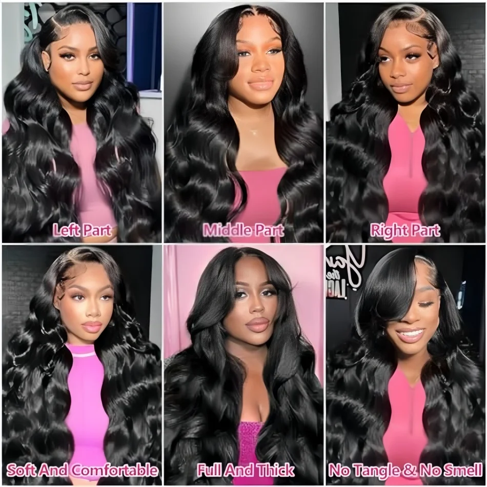 Boby Wave Human Hair Wigs 13x6 HD Transparent Lace Front Wig Human Hair 13x4 For Women Brazilian Virgin Lace Frontal Wig 250% Density Pre Plucked Black 40 Inch Glueless Wigs