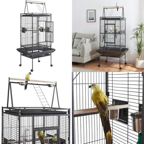 Panana Large Bird Cages Parrot Cage Wide Flight Metal Animal Cage for Budgie Parakeet Conure with Rolling Stand Wheels (69 inch