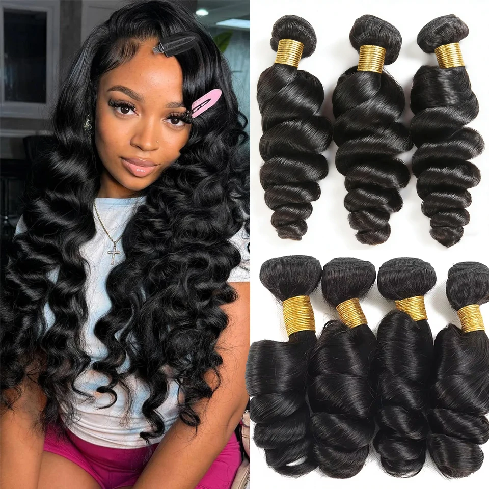 

Наборы волос Loose Wave: оригинальные вьетнамские волосы Loose Deep Wave, 2, 3, 4 пучка, афро-вьющиеся кудрявые пряди, 100% натуральные человеческие волосы для наращивания