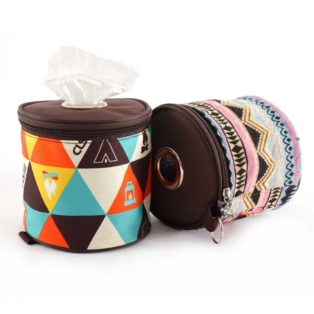 Foldable Lightweight Ethnic Style Tissue Bag - Portable Storage Pouch for Outdoor Camping Car & Home Roll Paper Organization