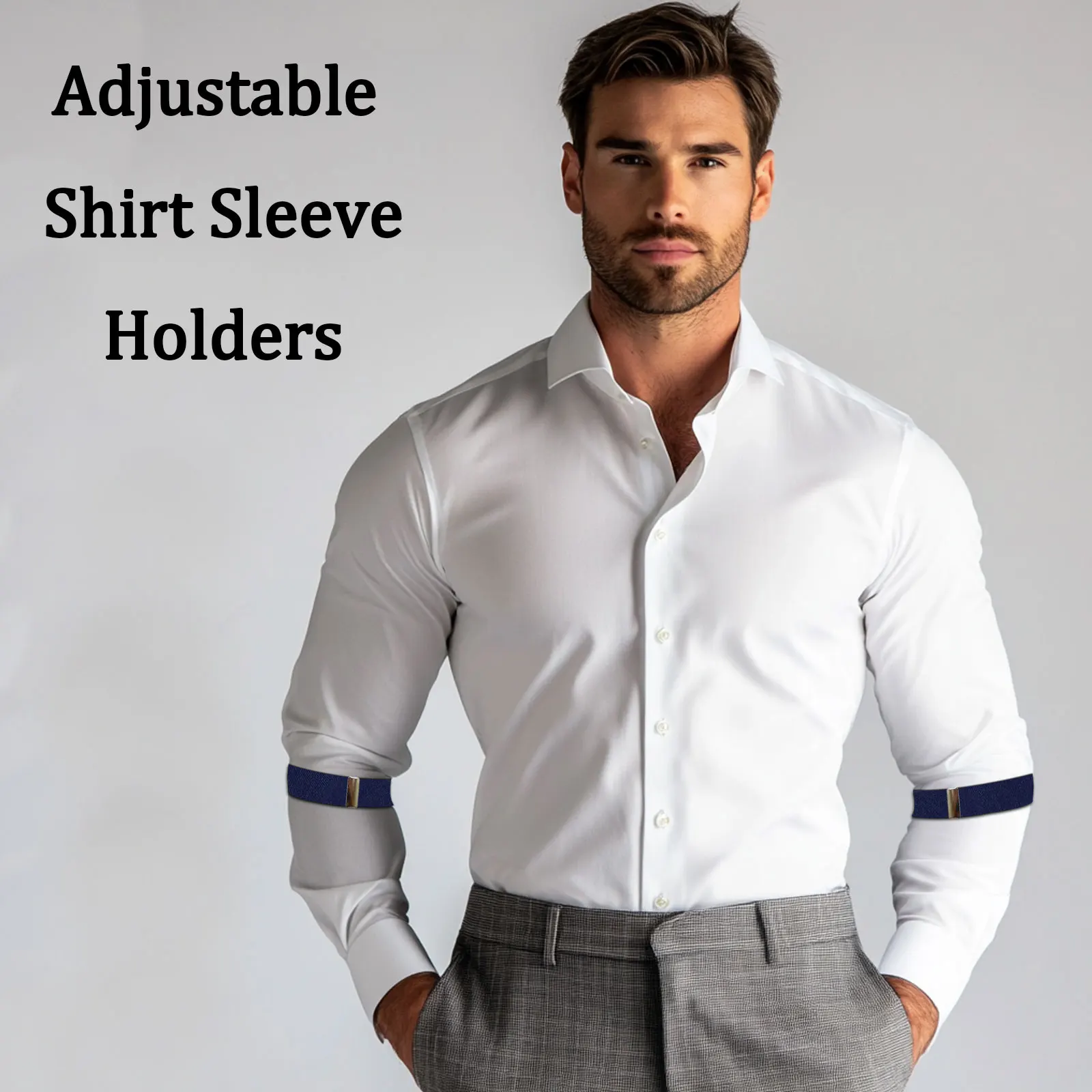 남성용 슬리브 가터 홀더 2개, 탄성 암밴드 셔츠 소매 홀더, 남성 패션 조절 가능 미끄럼 방지 암 커프스 밴드 (파티용)