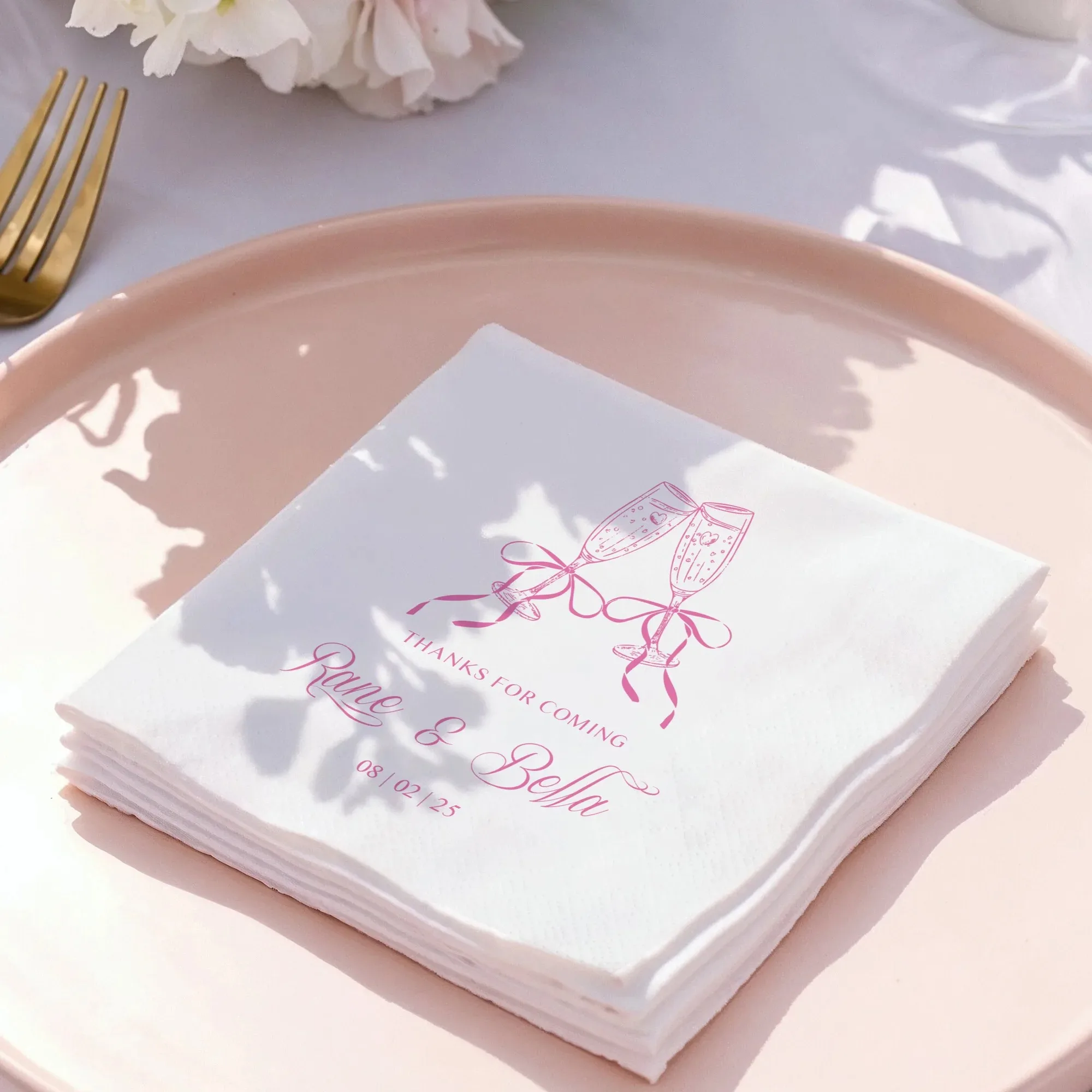 Custom Cocktail Napkins 3 Ply Personalized Cocktail Napkins Party Decor Disposable Paper Napkins For Wedding Anniversary Bridal - view 3