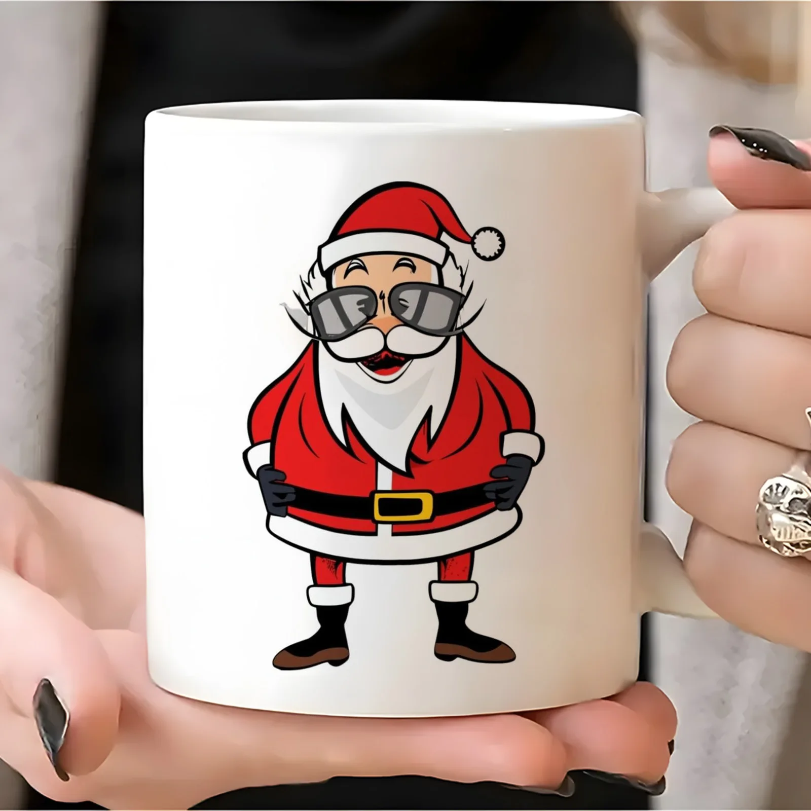 Cross-border white Santa mug, ceramic coffee mug with iconic Santa