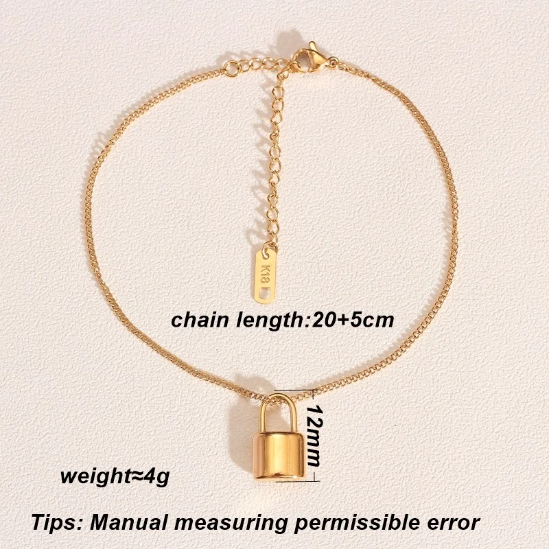 KITEAL High Quality Gold color Female Friend bracelet anklets Simple small lock bracelet leg Jewelry for women