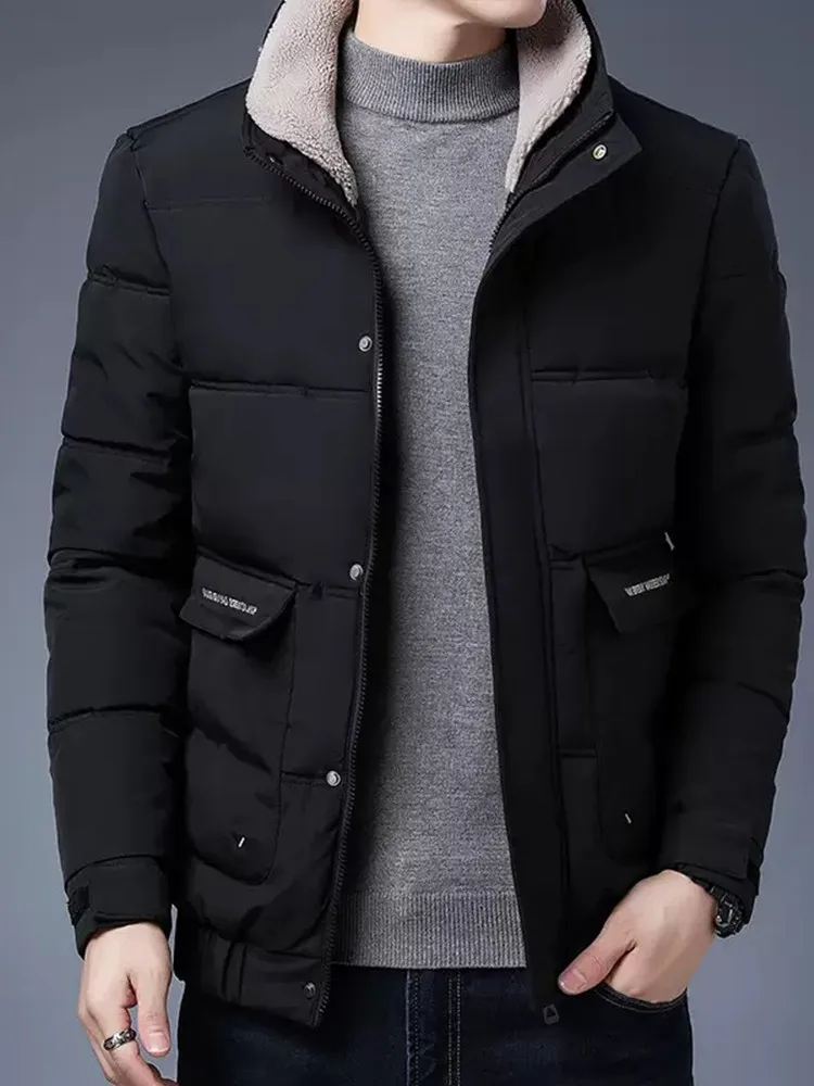Autumn and Winter New Fashion Solid Color Thickened Cotton-Padded Jacket Men's Casual Loose Sports Windproof Large Size Coat