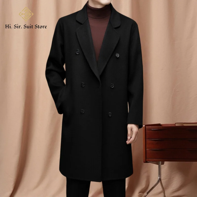 

Mid-length Wool Tweed Coat for Men Autumn/winter New Season Trendy Double-breasted Suit-style Collar Jacket Casual Suit Shopping