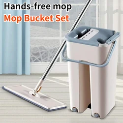 Flat Mop with Ultra-Fine Fiber Head Rotary Mop Bucket Set Replaceable Mop for Floor Cleaning Squeeze Mops Bucket Cleaning Tool