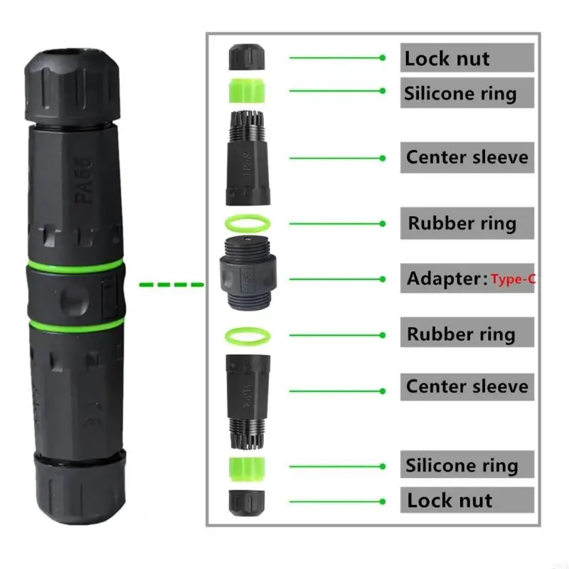 20CB IP68 방수 전기 케이블 커넥터 야외 방수 10Gpbs USB C