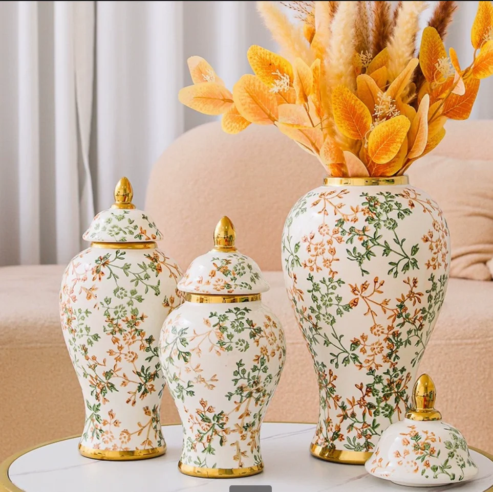 

Vintage high-end new Chinese style painted blue and white ceramic vases, living room flower arrangement decorations, ornaments