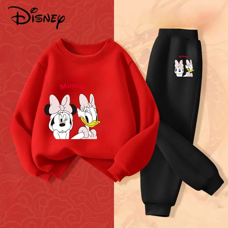 ديزني ربيع الخريف مجموعة ملابس الأطفال ميني ديزي طباعة الفتيات البلوز Sweatpant 2 قطعة دعوى الاطفال رقيقة رياضية