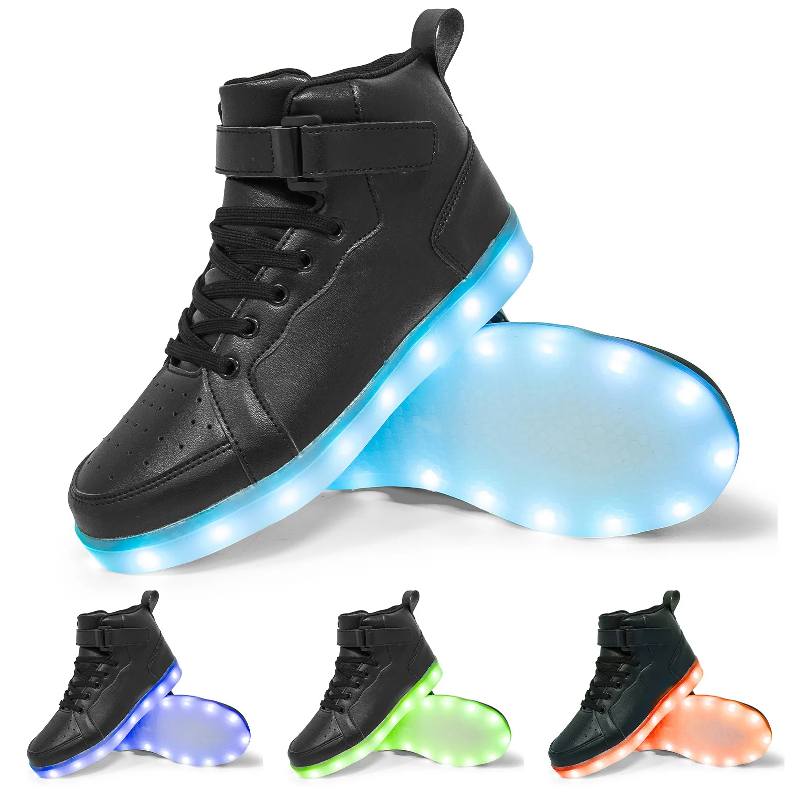 Large Size 36-46 LED Lighted Men & Women Shoes PU Leather Breathable Fashion Sports Casual USB Charge