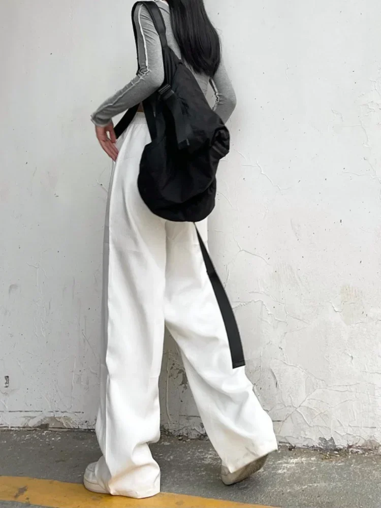 Women Loose Korean Wide-leg Pants 2024 Summer New White Sports Trousers Leisure High Waist Woman Clothes Streetwear Sweatpants