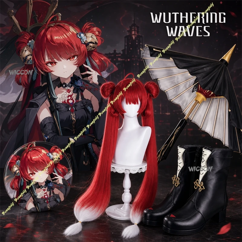 Wuthering Waves Cosplay Suoming Cosplay Wig Anime Game Cosplay Cosplay Wig Prop Umbrella Game Peripheral AccessoriesSet Hallowen