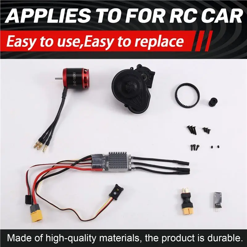 ABUM-3542 1850KV Outrunner Brushless Motor AM32 80A ESC With Belt Drive Gear Box For 1/10 RC Crawler Car SCX10 TRX4 TRX6,B