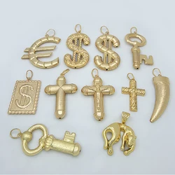 Necklace Pendant For Women Men Gold Plated Copper 2PCS/Bag Hip Hop Big Size Trendy Fashion Jewelry Accessories