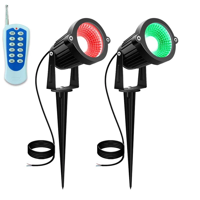 Lampade da giardino a LED RGB con telecomando senza fili 4/6 in 1 Decorazione da giardino impermeabile AC220V24V Faretto IP65 per luce paesaggistica