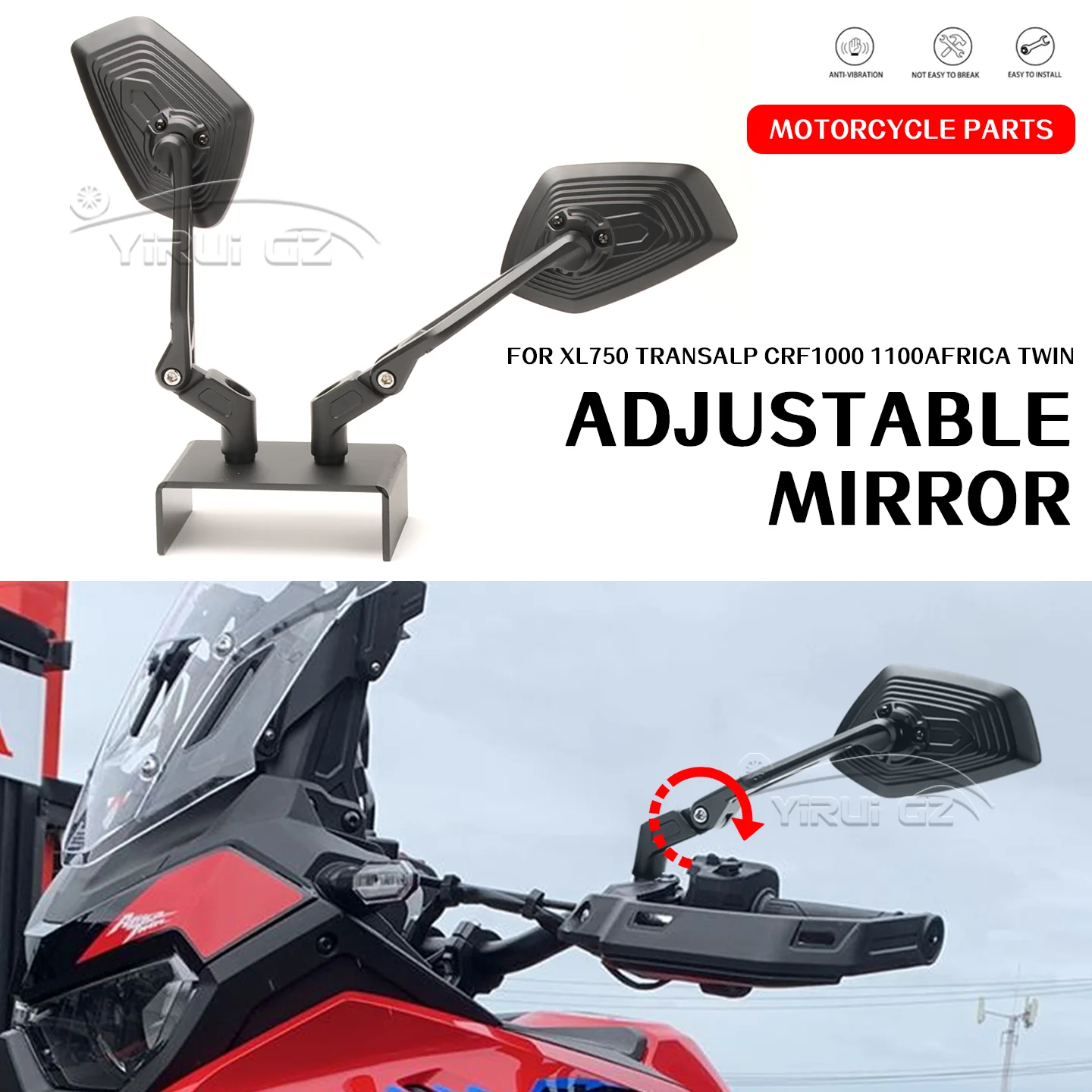 

Motorcycle Rearview Mirror Aluminum Adjustable Side Rear View Mirrors For HONDA XL750 XL750 TRANSALP CRF1000 CRF1100 AFRICA TWIN
