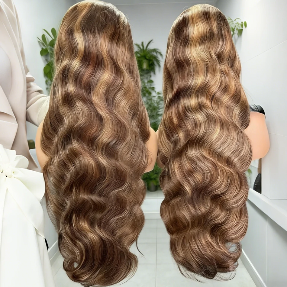 

Парик из натуральных волос с 200% плотностью, цветной, с 13x4 кружевной передней частью, бразильские волосы 4/27, волнистые, для женщин, предварительно прорезанные.