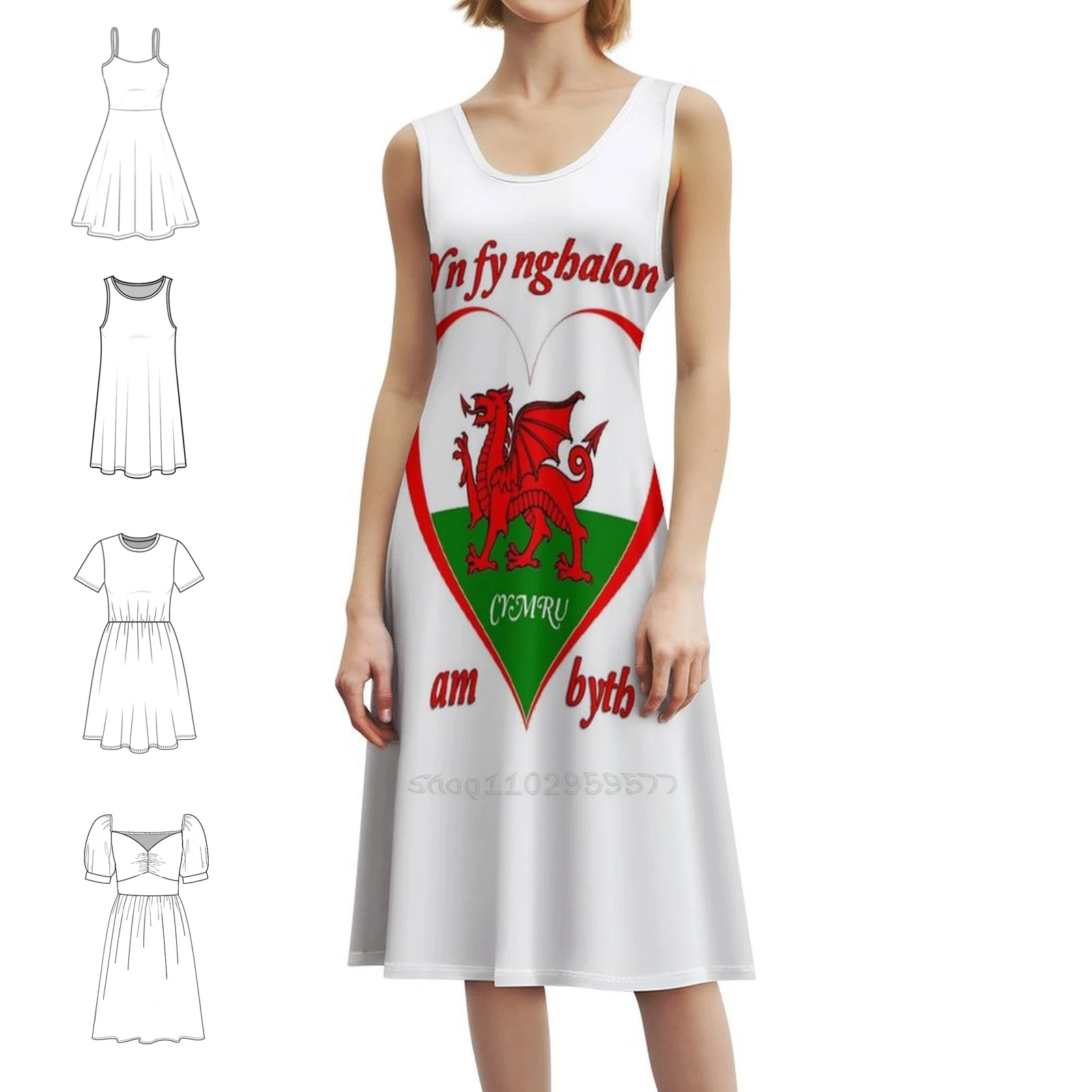 فستان Red Dragon Wales For Ever للسيدات للحفلات ملابس الشارع الشهير ملابس نادي مطبوعة عصرية للإناث ويلز لخريطة ويلز من Ever