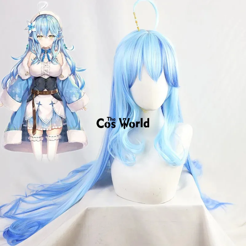 الظاهري YouTuber VTuber Hololive Yukihana Lamy أنيمي تأثيري الباروكات الألياف مقاومة للحرارة الشعر الاصطناعية + غطاء شعر مستعار