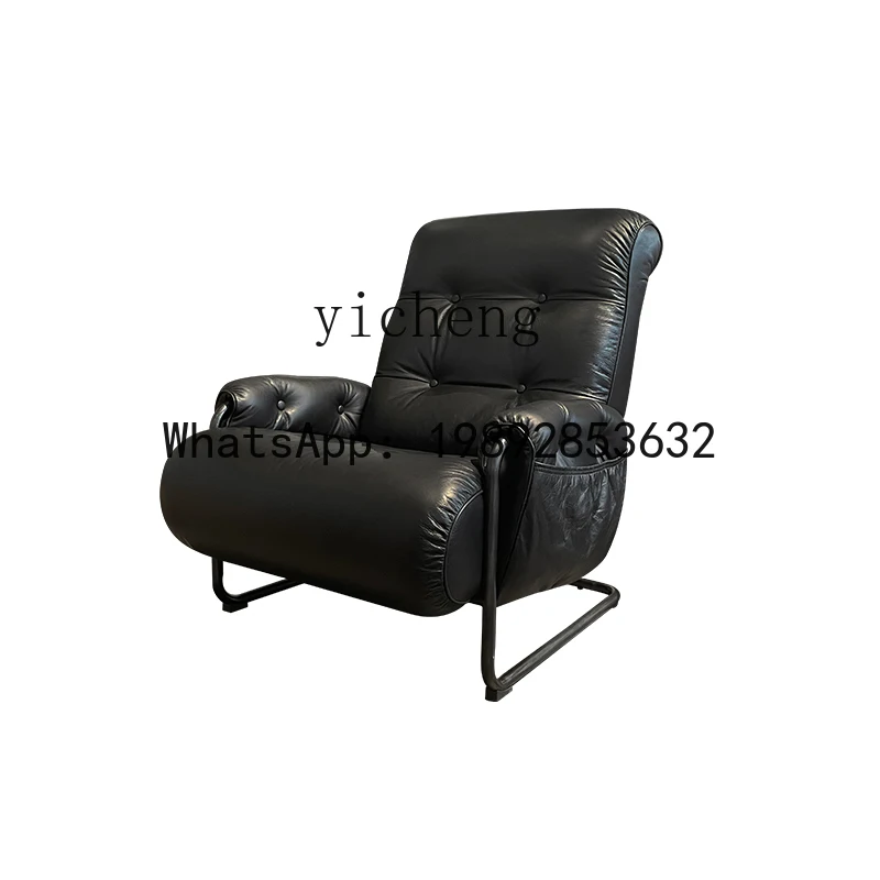 leisure chair medieval retro first layer cowhide leather sofa chair single seat living room furniture