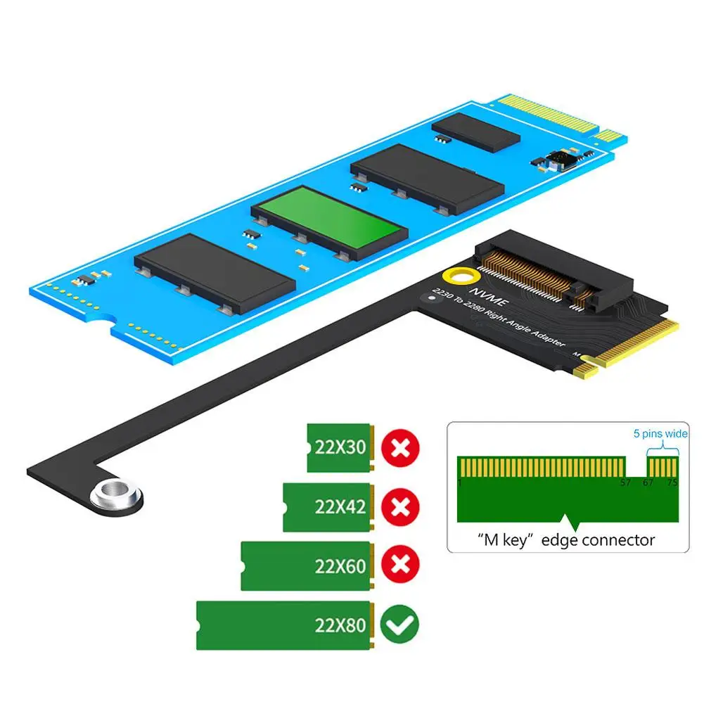 For Rog Ally Nvme M.2 2230 To 2280 Right Angle Adapter Converter Transfer Board Support Pcie 4.0 For Rog Ally F4c1