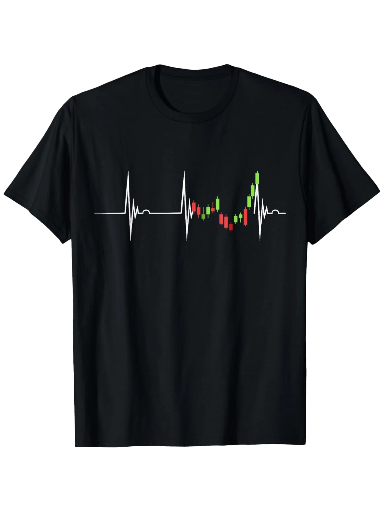 

Stock Market Trader Heartbeat Candlestick Chart Graphic T-Shirt Breathable Cotton Short Sleeve Tee for Day Trading Enthusiasts