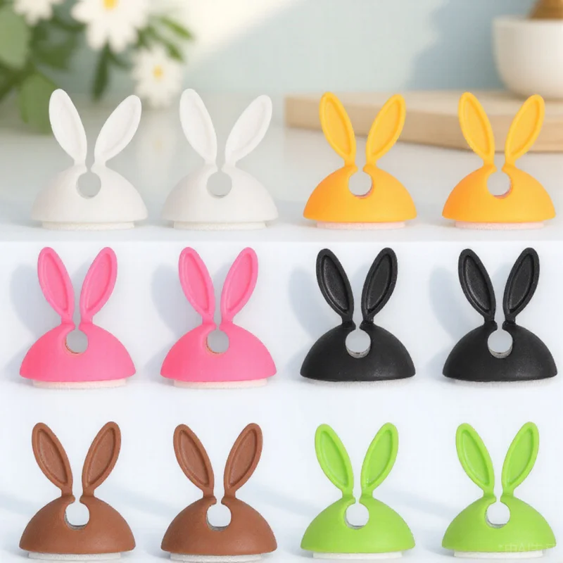 

12pcs Silicone Cable Clip Holder Bunny Wire Organizer Colorful Cord Management Clips For Desk Charging Usb Earphone Cables