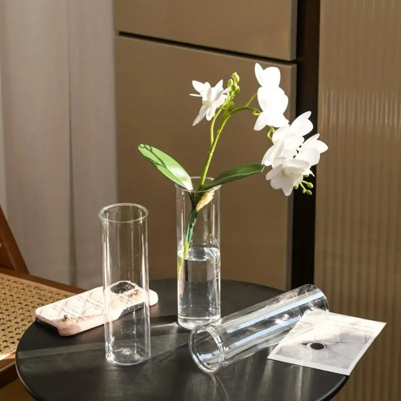 Flower-Wrapping Vases,Transparent Cylindrical Hydroponic Plants Vase,Plastic Shatterproof Modern Clear Flower Vases Centerpieces
