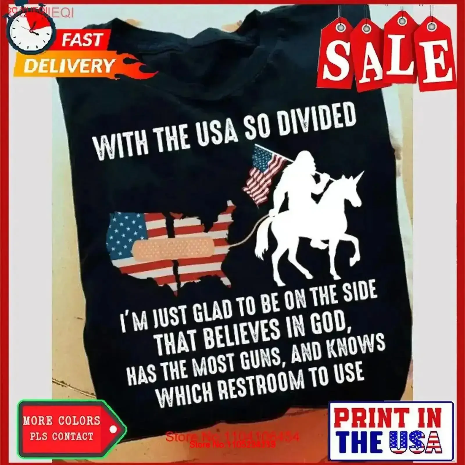 With The USA So Divided I'm Just Glad To Be On Side That Believes In God T Shirt vintage Washed Versatile Casual vintage