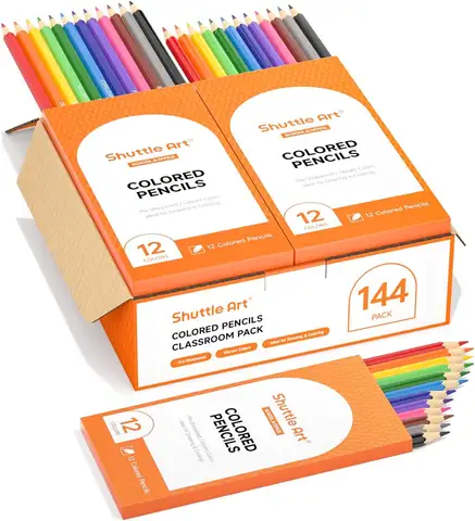 144 PCS Bulk Colored Pencils, 12 Assorted Colors, Pre-sharpened & Break-Resistant for Kids and School Supplies