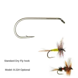 50PCS 8#-22# Long Shank Standard Wire Dry Fly Tying Hook Caddis Blue Dun Nymph Fly Fish Hook